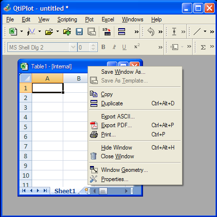 Embedding Excel workbooks into QtiPlot as OLE objects.