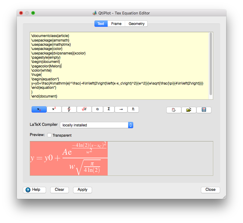 The equation editor using a locally installed LaTeX compiler.