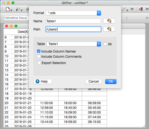 Export data from worksheets as binary *.ods files.
