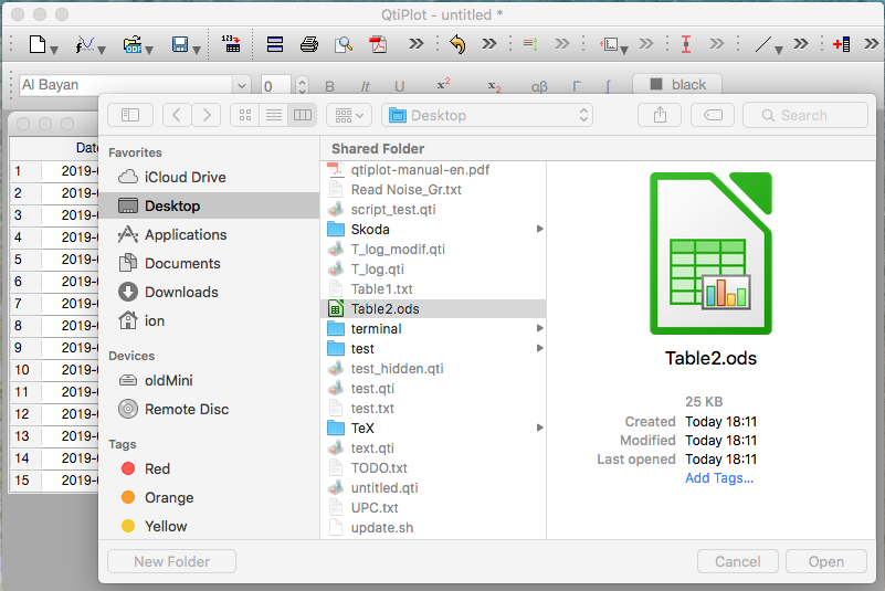Import data from spreadsheets stored in binary *.ods files.