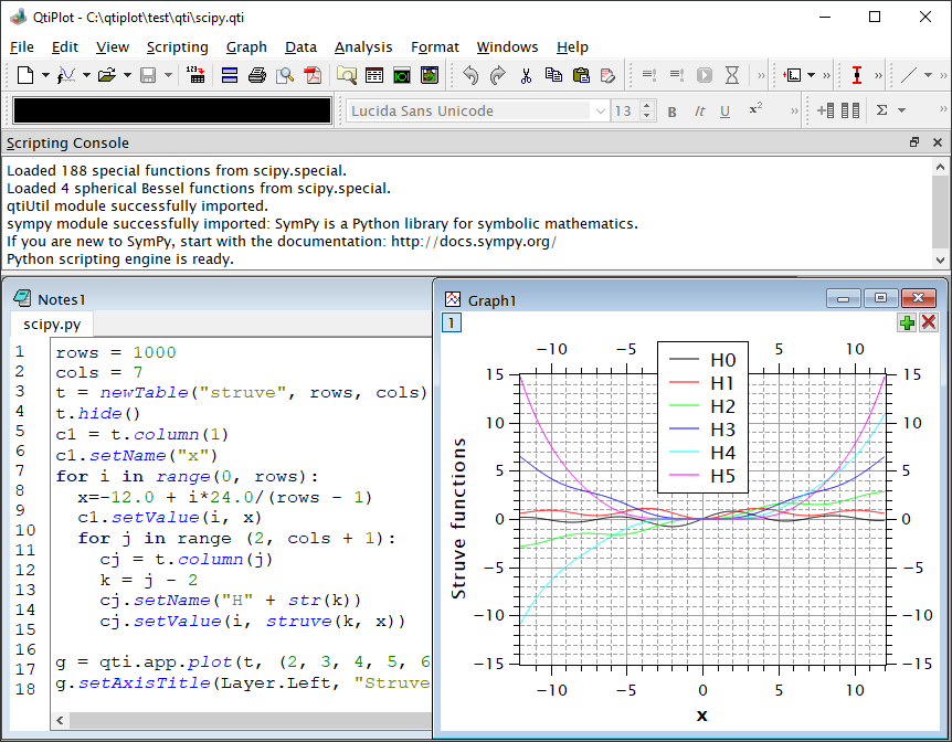 QtiPlot automatically imports special functions from SciPy module if available.